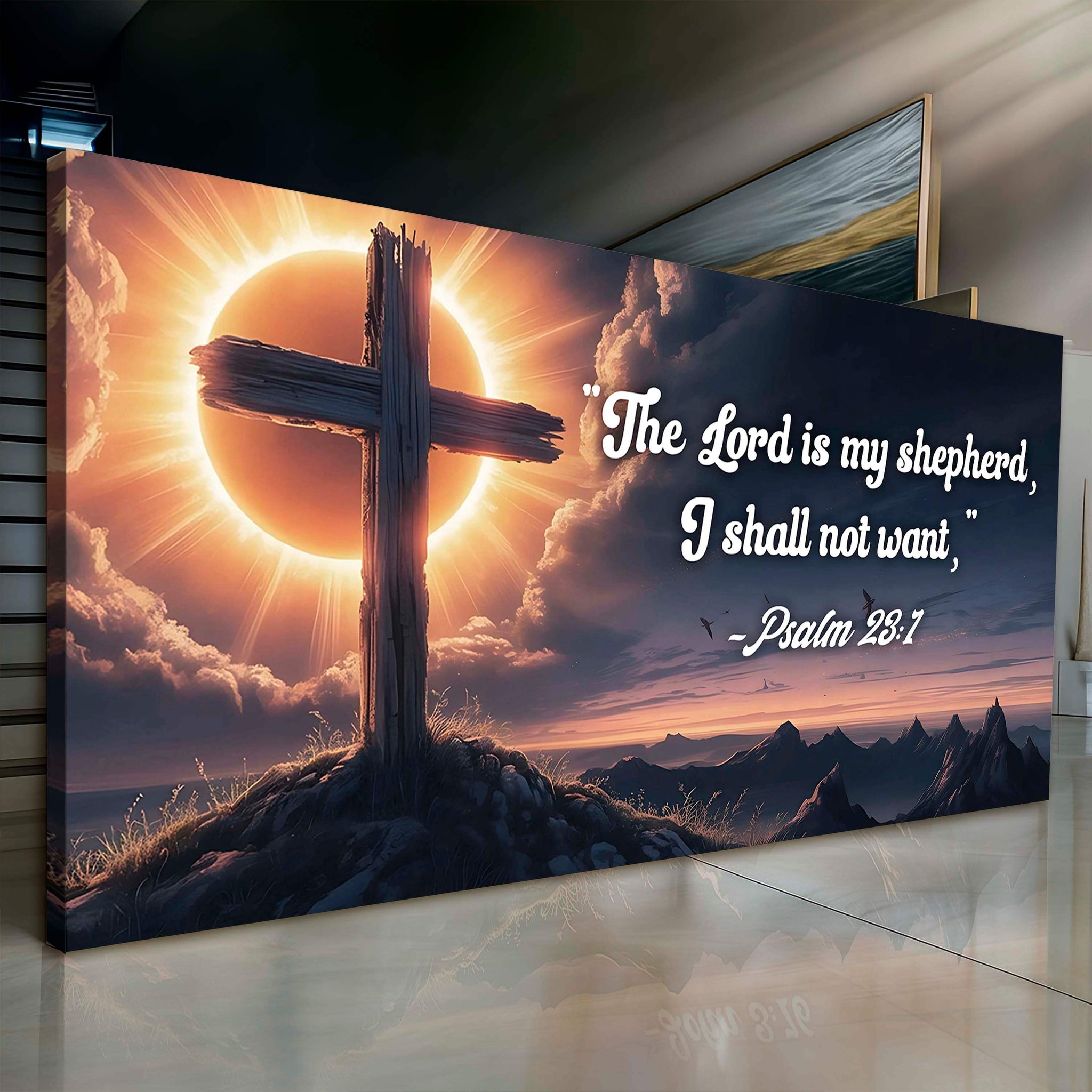 Psalm 23:1 - The Lord Is My Shepherd I Shall Not Want Faith Sign - Tailored Canvases - Flyclothing LLC