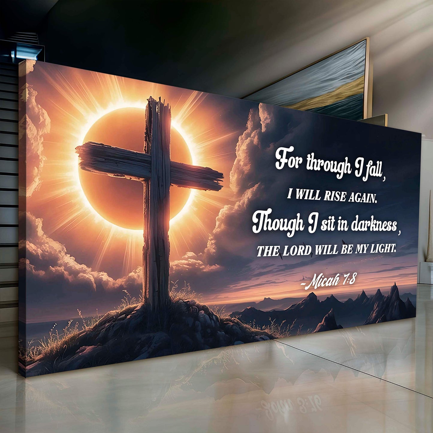 Micah 7:8 - The Lord Will Be My Light Faith Sign - Tailored Canvases - Flyclothing LLC