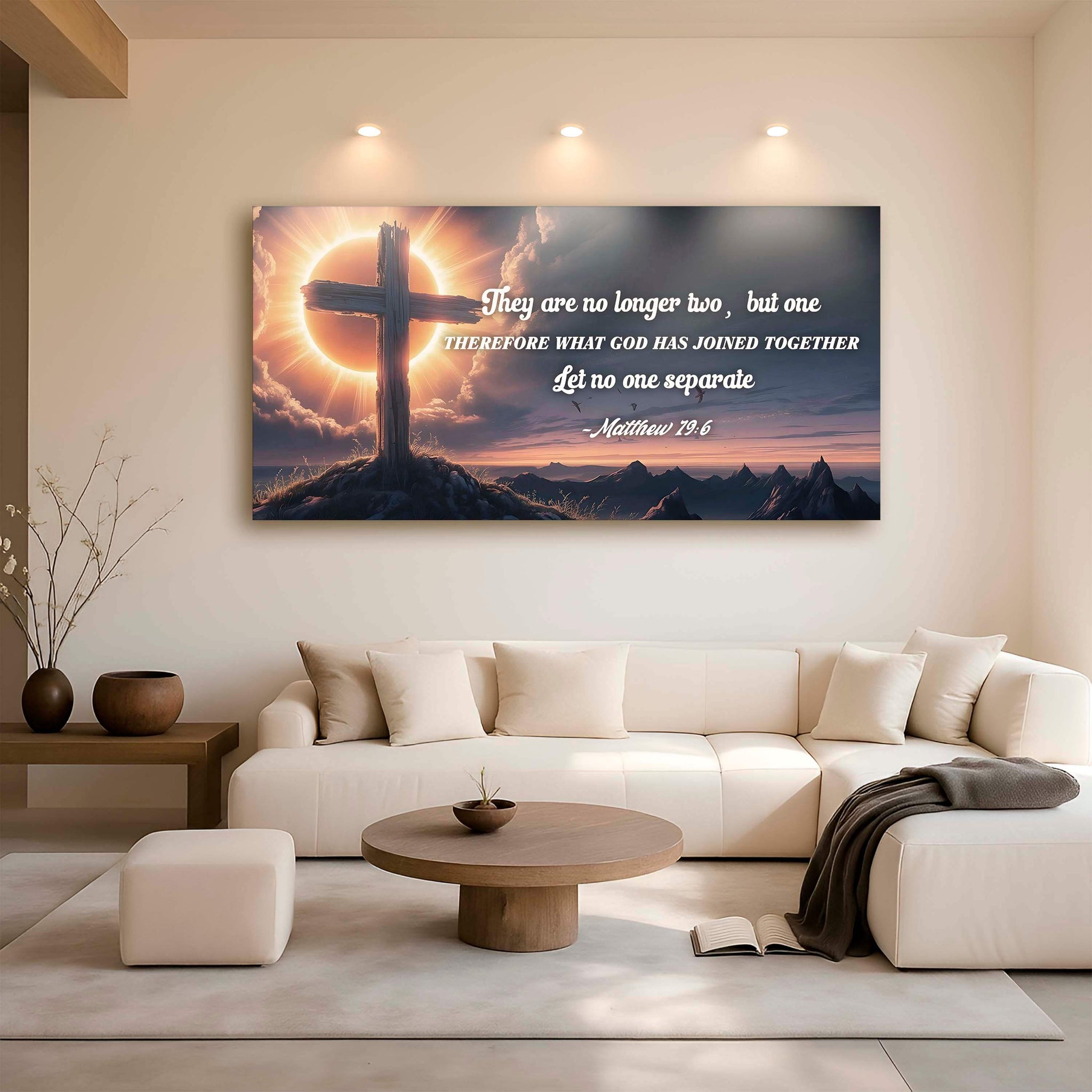 Matthew 19:6 - They Are No Longer Two But One Faith Sign - Tailored Canvases - Flyclothing LLC