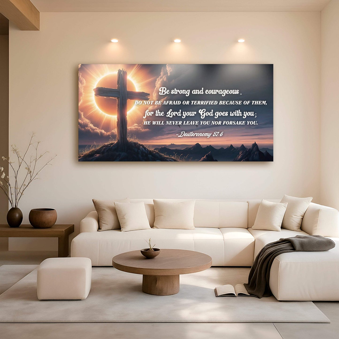 Deuteronomy 31:6 - He Will Never Leave Nor Forsake You Faith Sign - Tailored Canvases - Flyclothing LLC