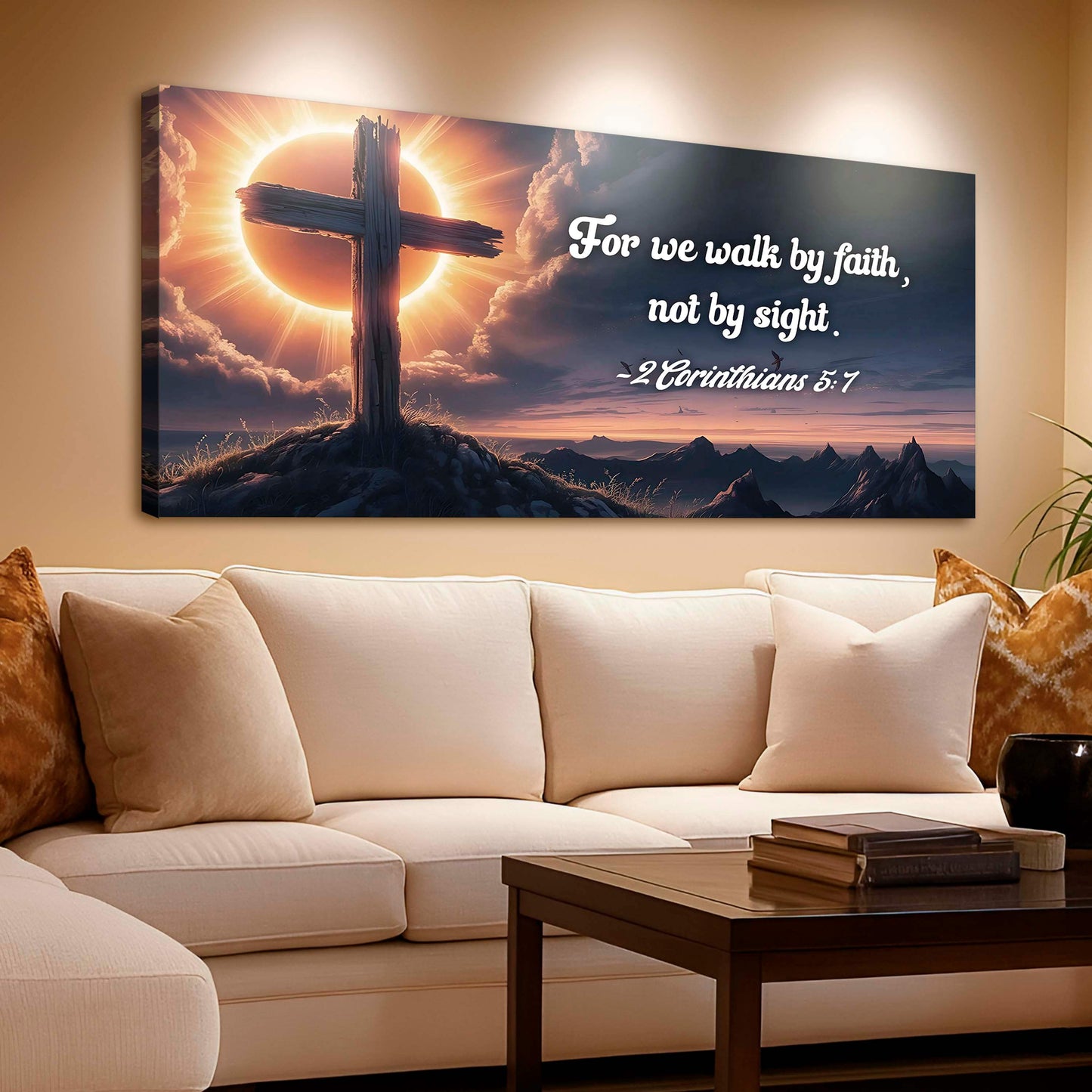 2 Corinthians 5:7 - For We Walk By Faith Not By Sight Faith Sign - Tailored Canvases - Flyclothing LLC