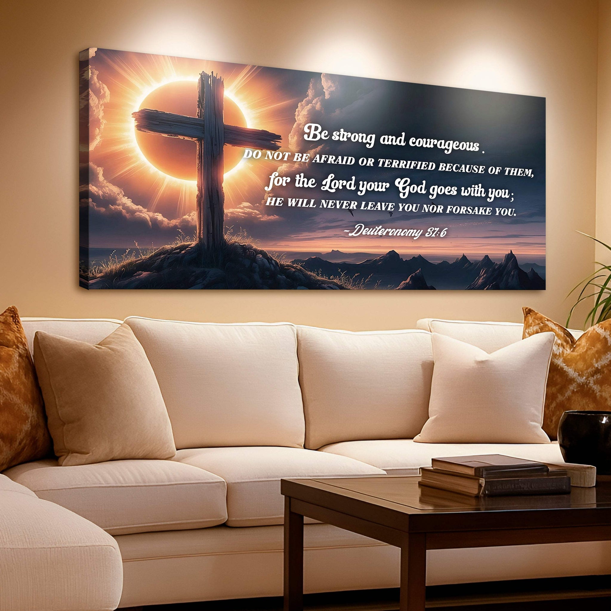 Deuteronomy 31:6 - He Will Never Leave Nor Forsake You Faith Sign - Tailored Canvases - Flyclothing LLC