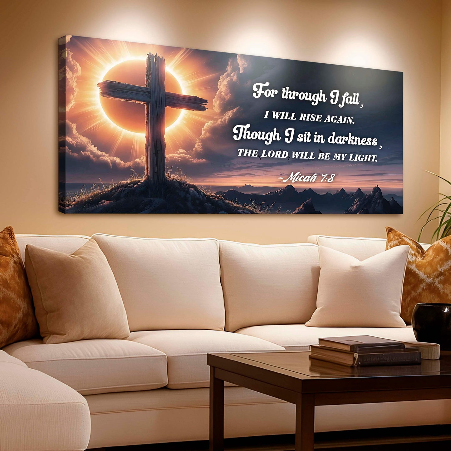 Micah 7:8 - The Lord Will Be My Light Faith Sign - Tailored Canvases - Flyclothing LLC