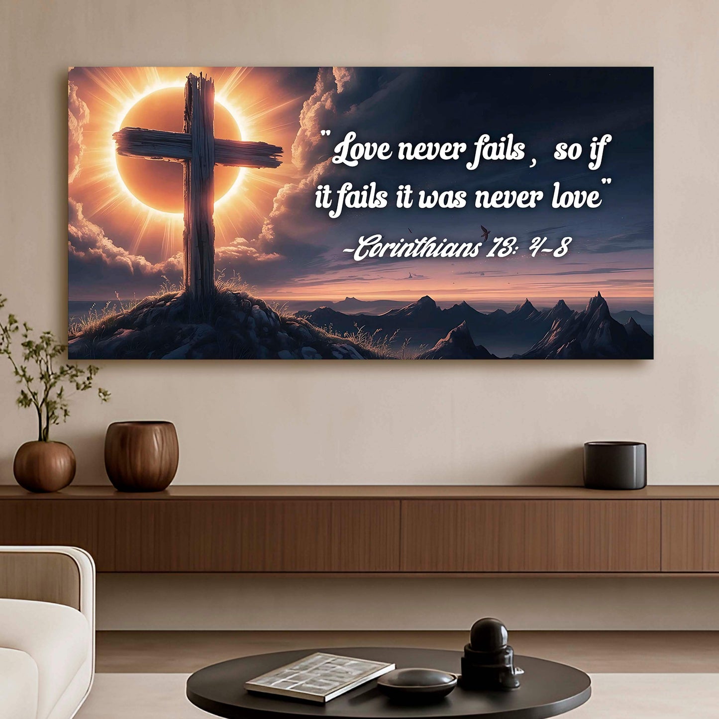 Corinthians 13:4-8 - Love Never Fails Faith Sign - Tailored Canvases - Flyclothing LLC