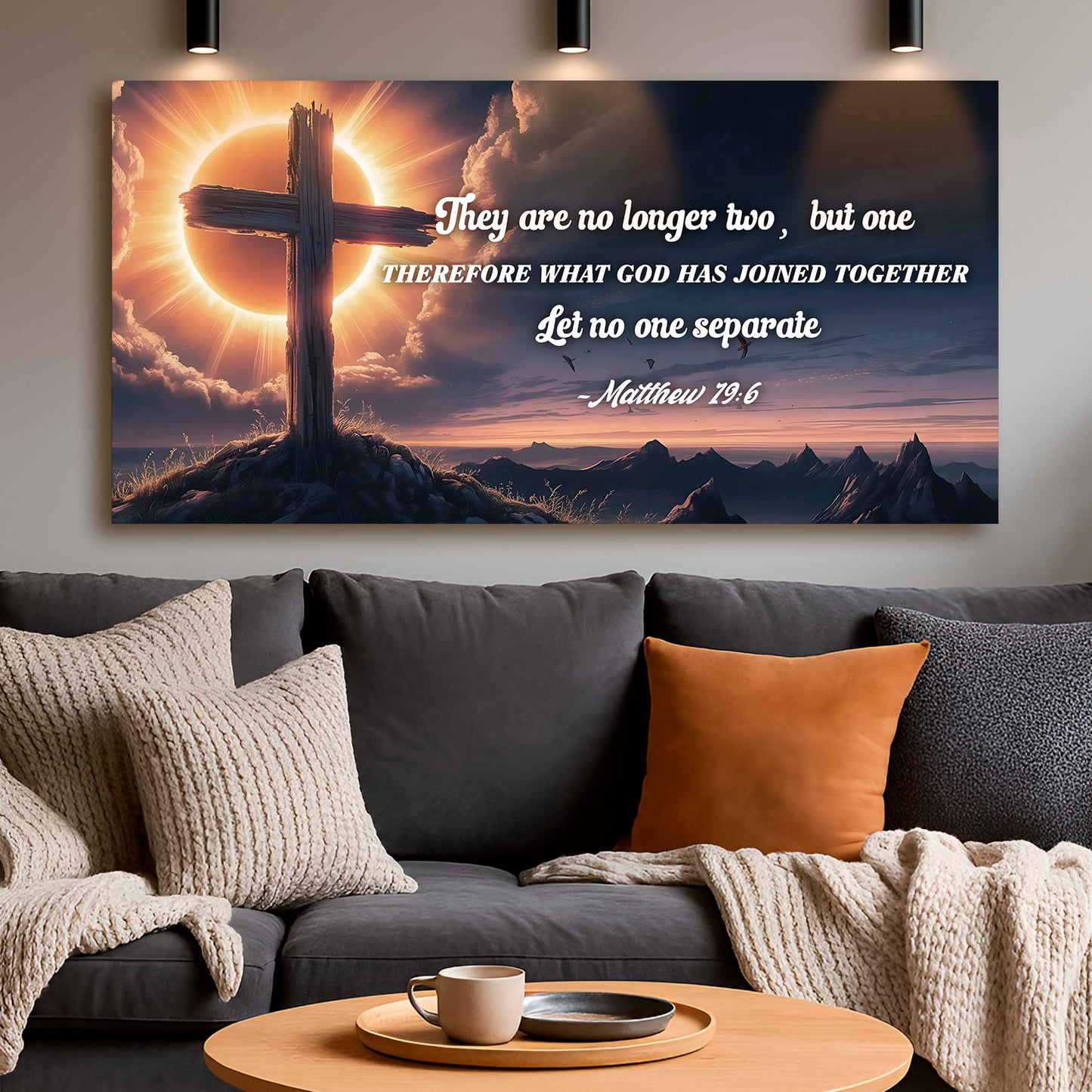 Matthew 19:6 - They Are No Longer Two But One Faith Sign - Tailored Canvases - Flyclothing LLC