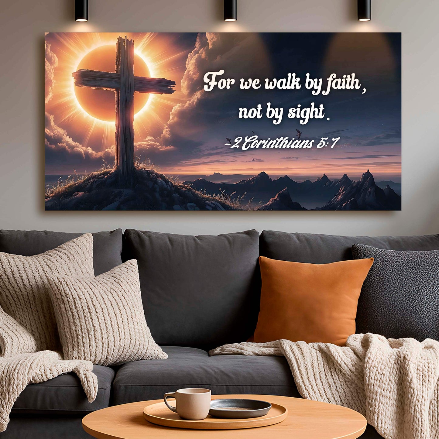 2 Corinthians 5:7 - For We Walk By Faith Not By Sight Faith Sign - Tailored Canvases - Flyclothing LLC