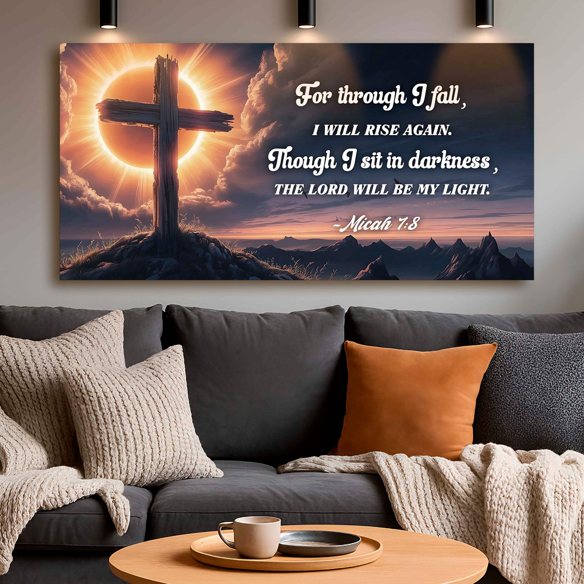 Micah 7:8 - The Lord Will Be My Light Faith Sign - Tailored Canvases - Flyclothing LLC