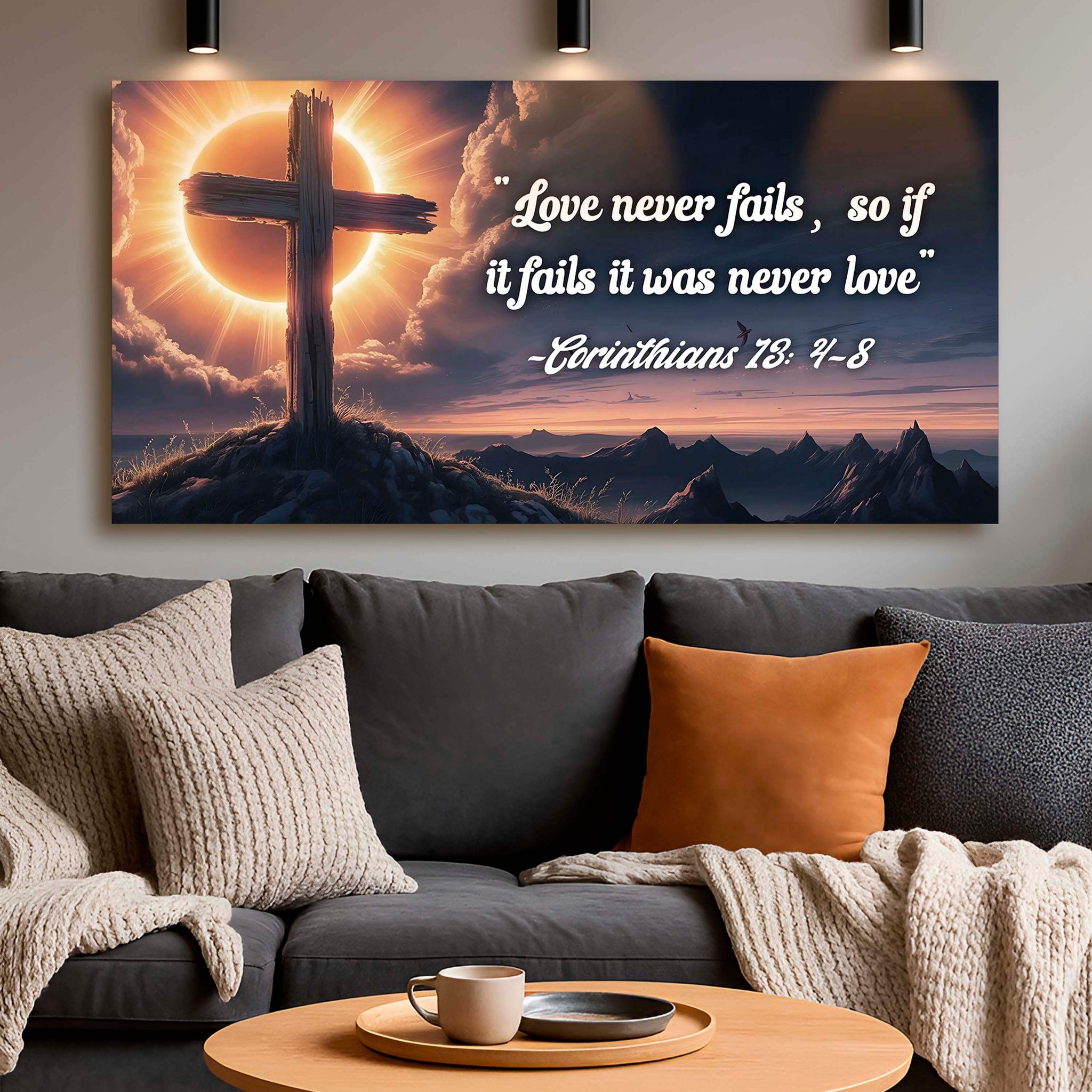 Corinthians 13:4-8 - Love Never Fails Faith Sign - Tailored Canvases - Flyclothing LLC