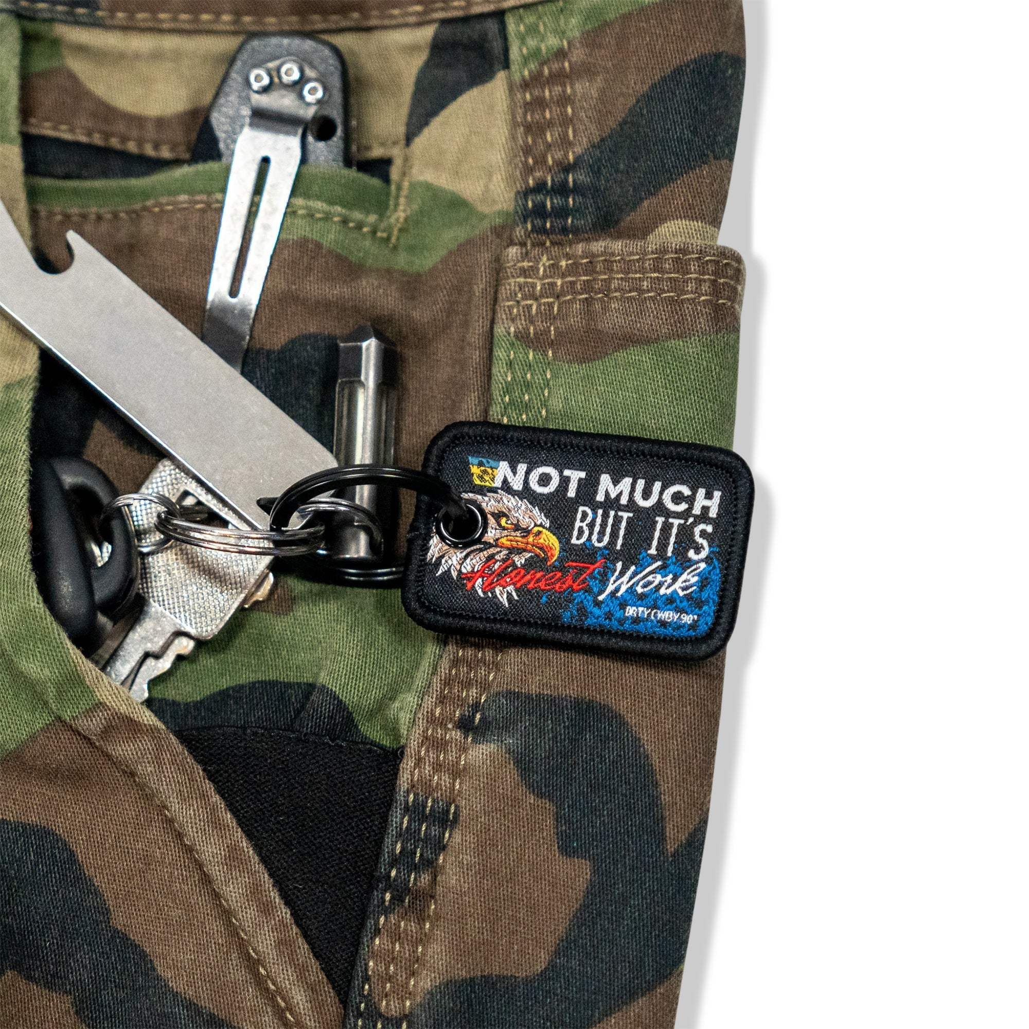 Not Much But It's Honest Work Mini Flight Tag Keychain - DIRTY COWBOY USA - Flyclothing LLC