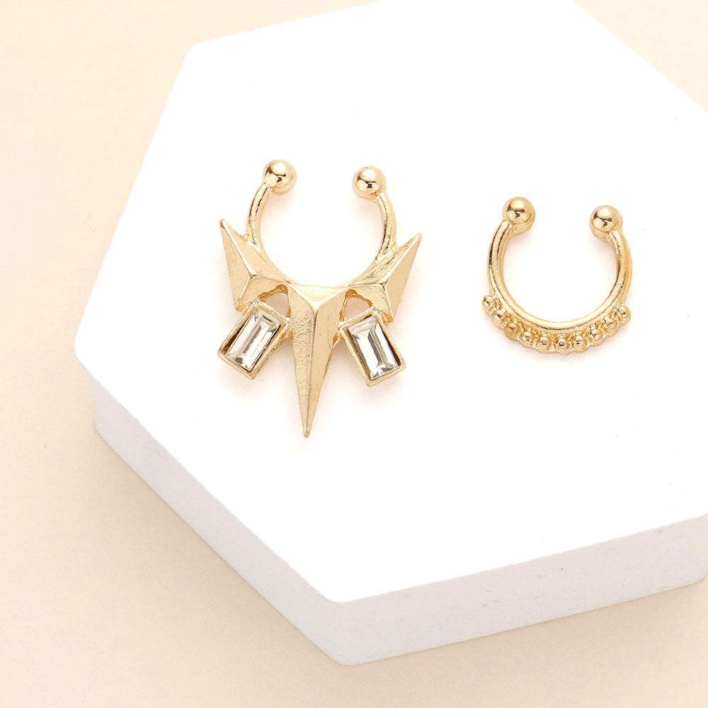 2PCS - Stone Embellished Boho Metal Nose Cuffs - Madeline Love - Flyclothing LLC