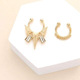 2PCS - Stone Embellished Boho Metal Nose Cuffs - Madeline Love - Flyclothing LLC