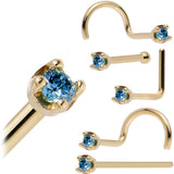 14k Yellow Gold 2mm Lab Grown Blue Diamond Nose Ring - BodyCandy - Flyclothing LLC