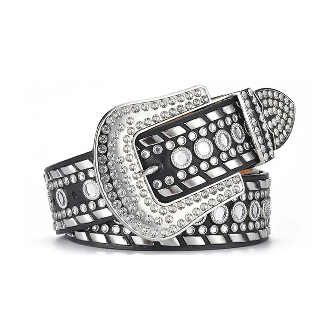 Black Strap Kippy Cowboy Rhinestone Belt - Rhinestone Belt Store - Flyclothing LLC