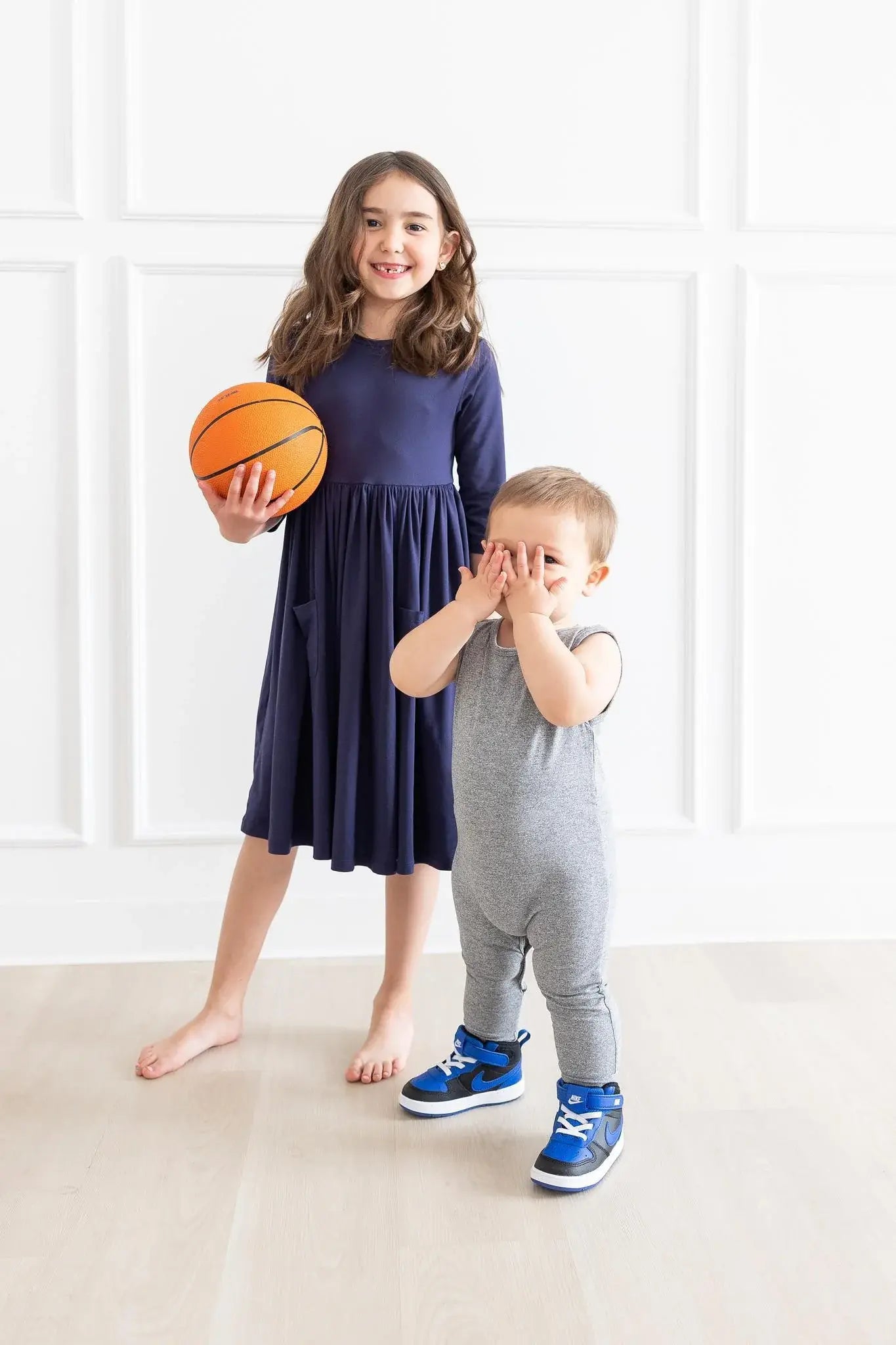 Navy 3/4 Sleeve Pocket Twirl Dress - Mila & Rose ® - Flyclothing LLC