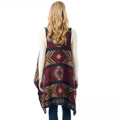 Aztec Pattern Vest With Button - Madeline Love - Flyclothing LLC