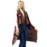 Aztec Pattern Vest With Button - Madeline Love - Flyclothing LLC