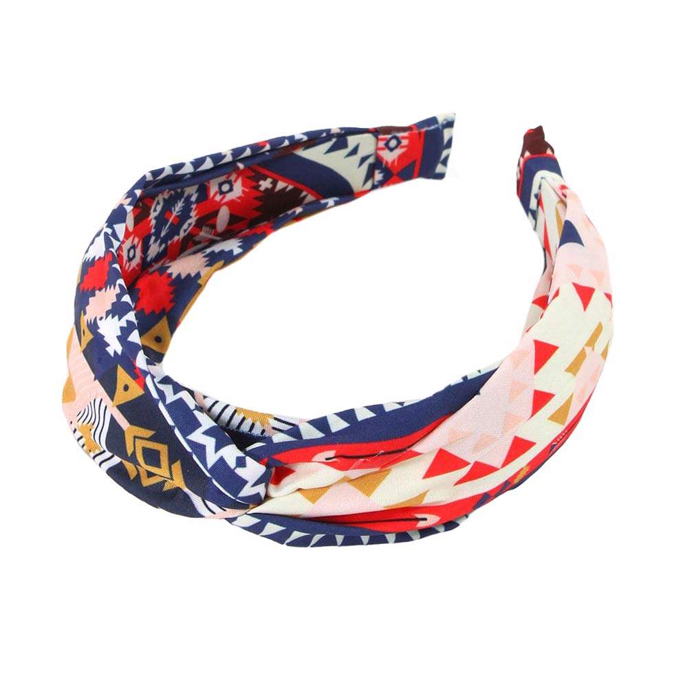 Aztec Patterned Twisted Headband - Madeline Love - Flyclothing LLC