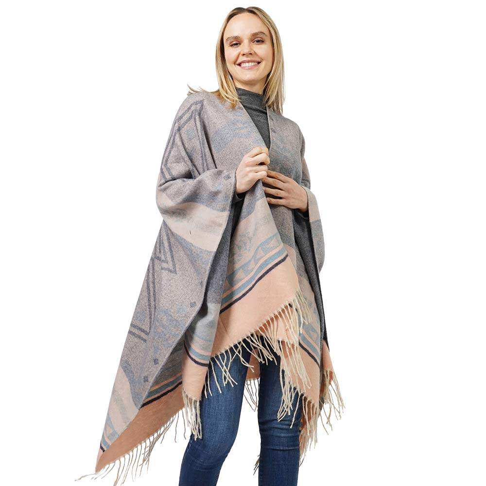 Beautiful Aztec Patterned Cape Poncho - Madeline Love - Flyclothing LLC