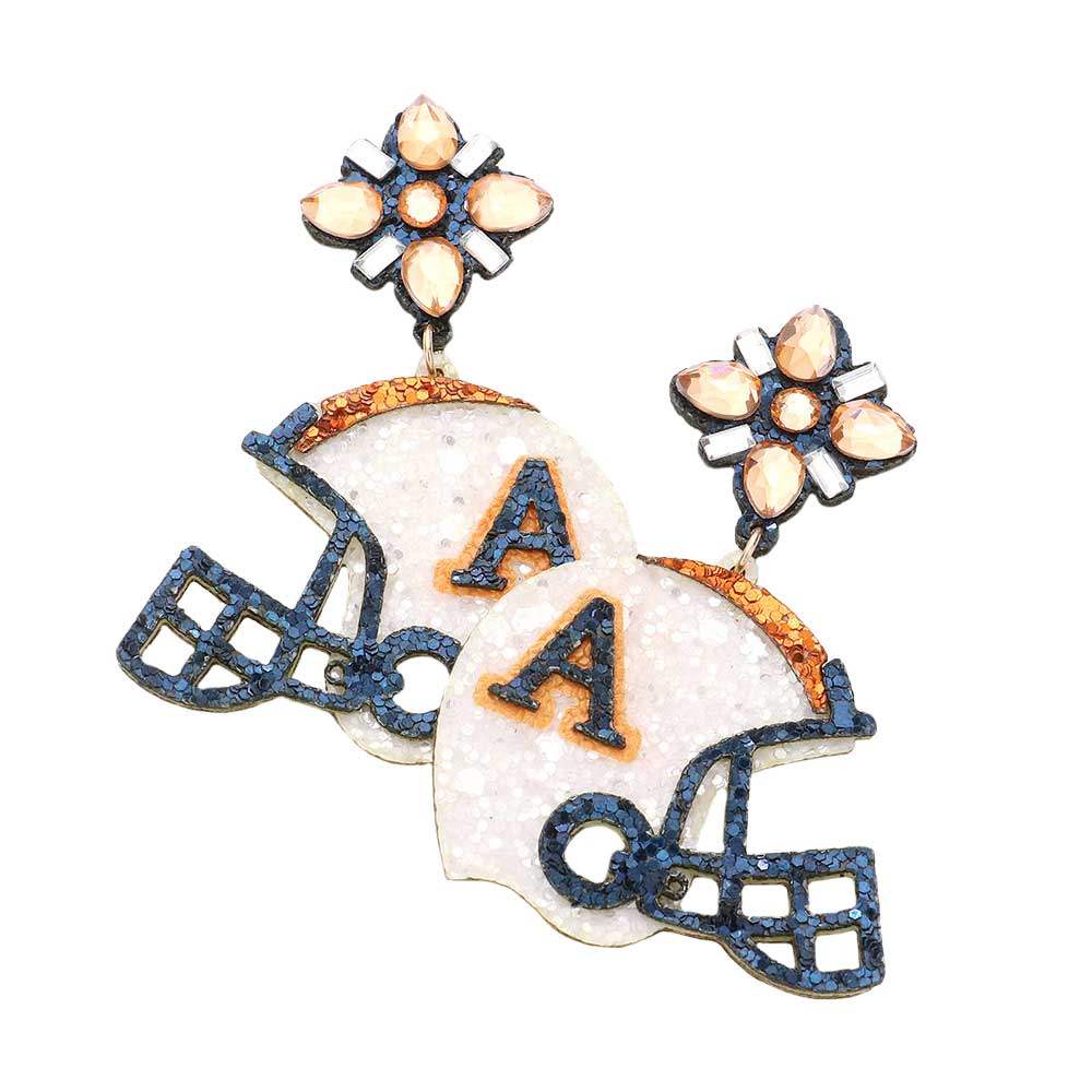 Game Day Glittered Football Helmet Dangle Earrings - Madeline Love - Flyclothing LLC
