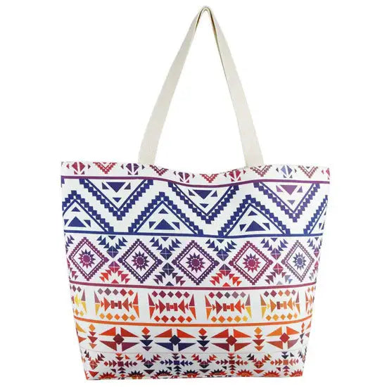 Colorful Tribal Pattern Beach Tote Bag - Madeline Love - Flyclothing LLC