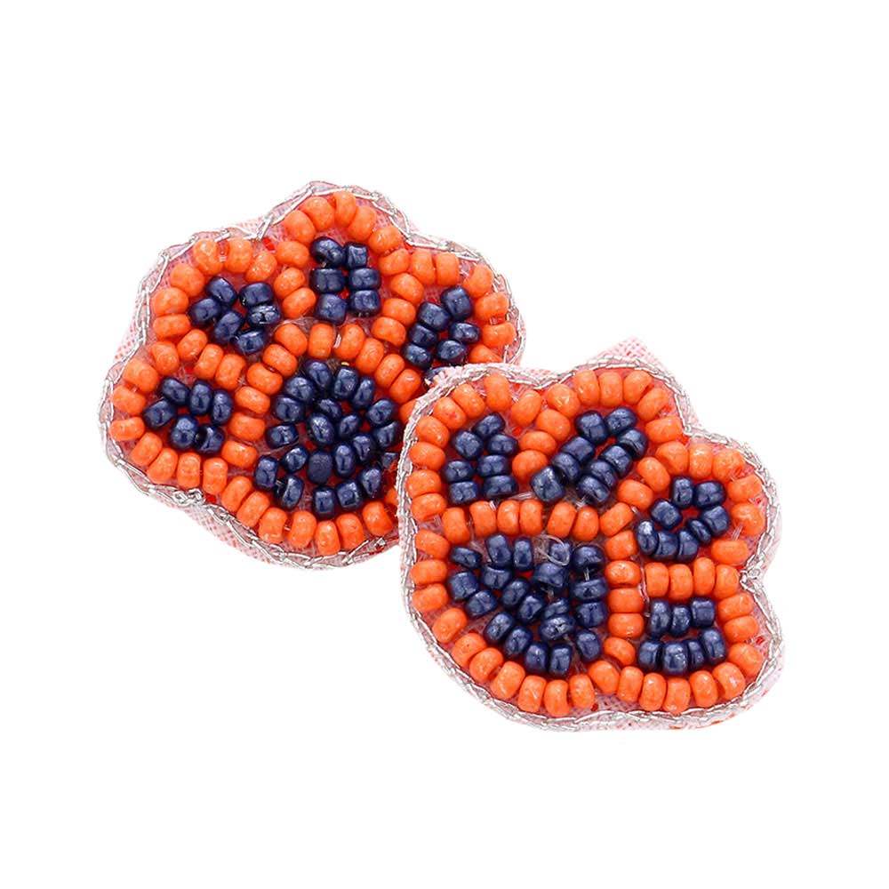 Felt Back Seed Beaded Paw Stud Earrings - Madeline Love - Flyclothing LLC