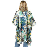 Floral Patterned Satin Cover Up Kimono Poncho - Madeline Love - Flyclothing LLC