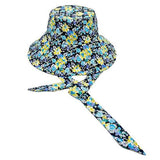 Flower Patterned Chin Tie Bucket Hat - Madeline Love - Flyclothing LLC