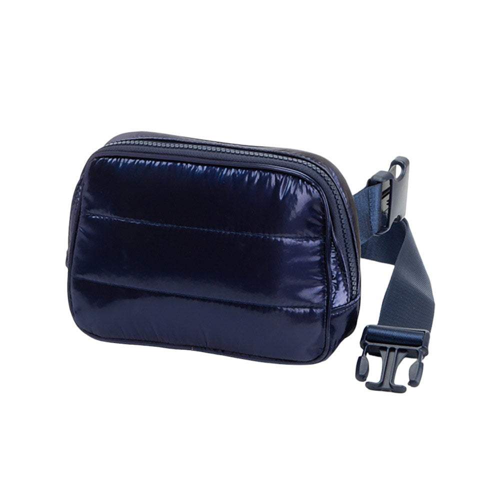Glossy Puffer Rectangle Sling Bag Fanny Bag Belt Bag - Madeline Love - Flyclothing LLC