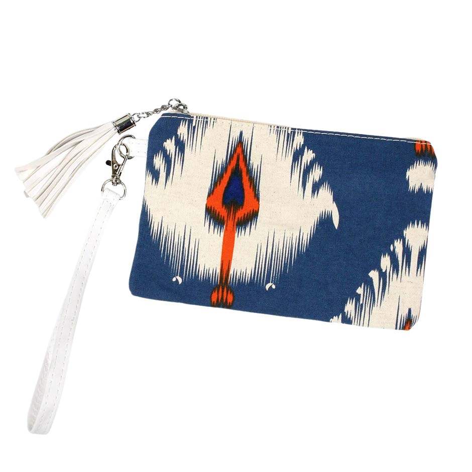 Ikat Printed Wristlet Pouch Bag - Madeline Love - Flyclothing LLC