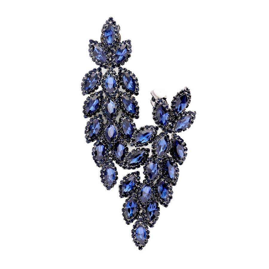 Marquise Crystal Oval Cluster Vine Clip On Earrings - Madeline Love - Flyclothing LLC