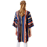 Multi Color Stripe Cover Up Kimono Poncho - Madeline Love - Flyclothing LLC
