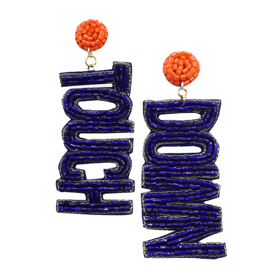 Felt Back Touch Down Message Beaded Dangle Earrings - Madeline Love - Flyclothing LLC