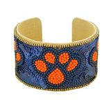 Game Day Sequin Seed Beaded Paw Accented Cuff Bracelet - Madeline Love - Flyclothing LLC