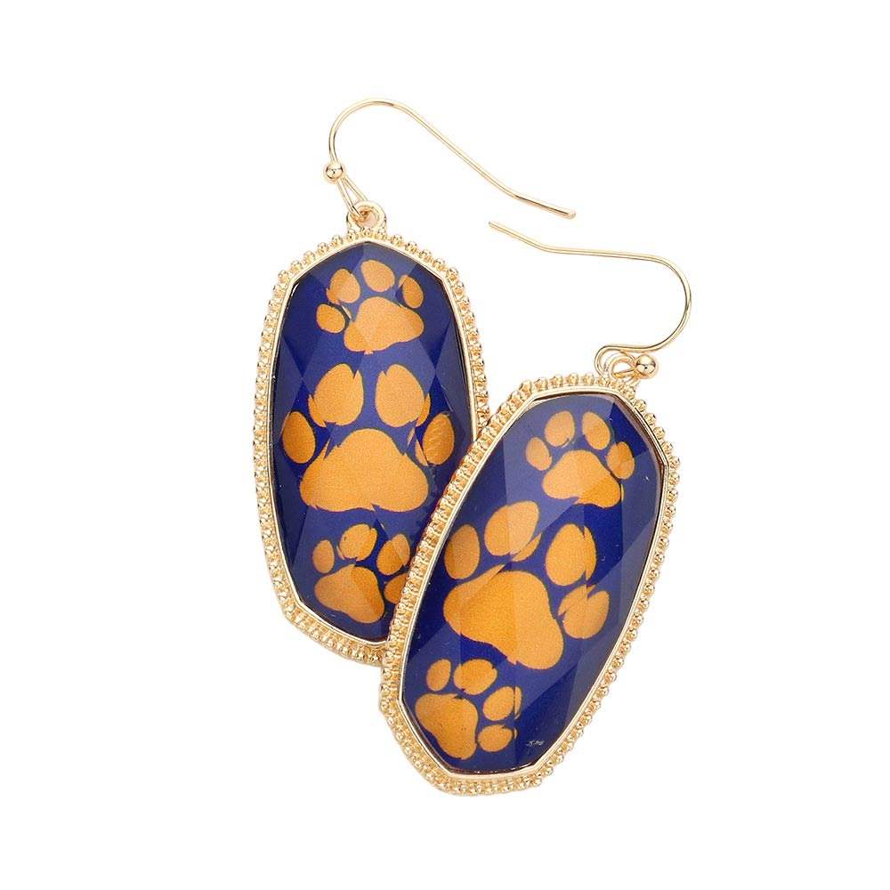 Game Day Triple Paw Pointed Hexagon Dangle Earrings - Madeline Love - Flyclothing LLC