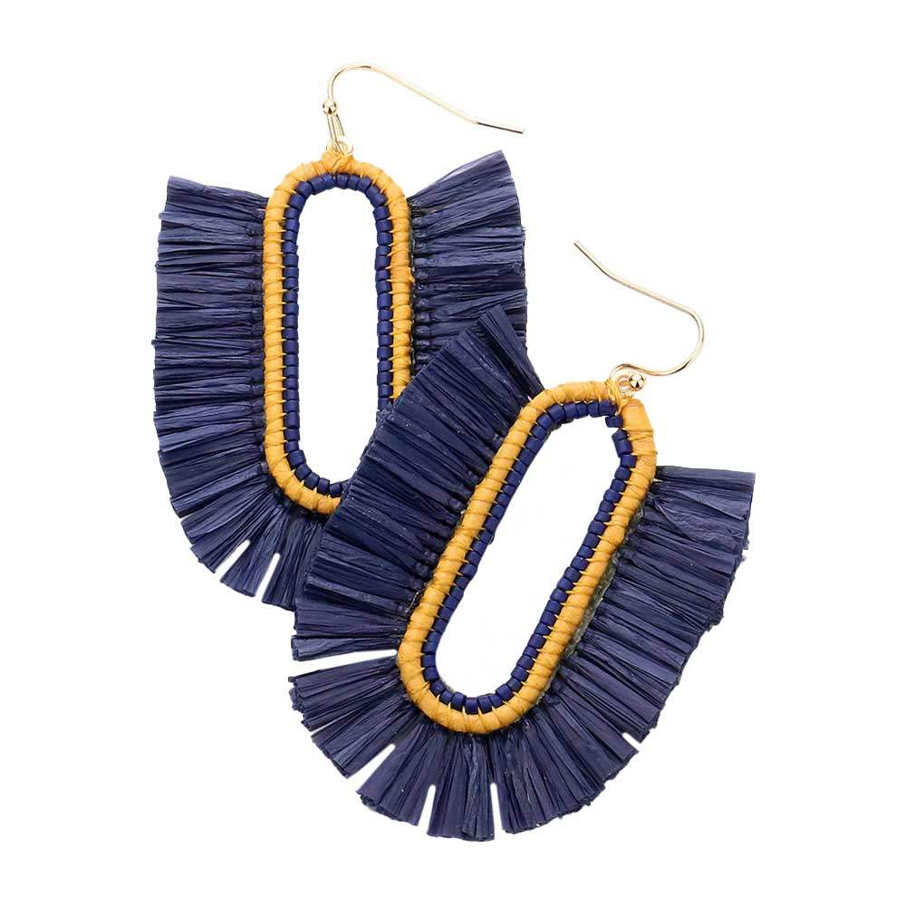 Raffia Trimmed Dangle Earrings - Madeline Love - Flyclothing LLC