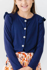Navy Ruffle Cardigan - Mila & Rose ® - Flyclothing LLC