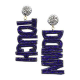 Felt Back Touch Down Message Beaded Dangle Earrings - Madeline Love - Flyclothing LLC
