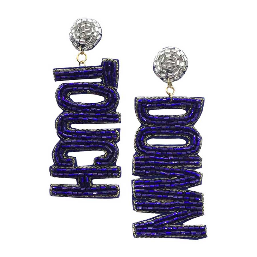 Felt Back Touch Down Message Beaded Dangle Earrings - Madeline Love - Flyclothing LLC