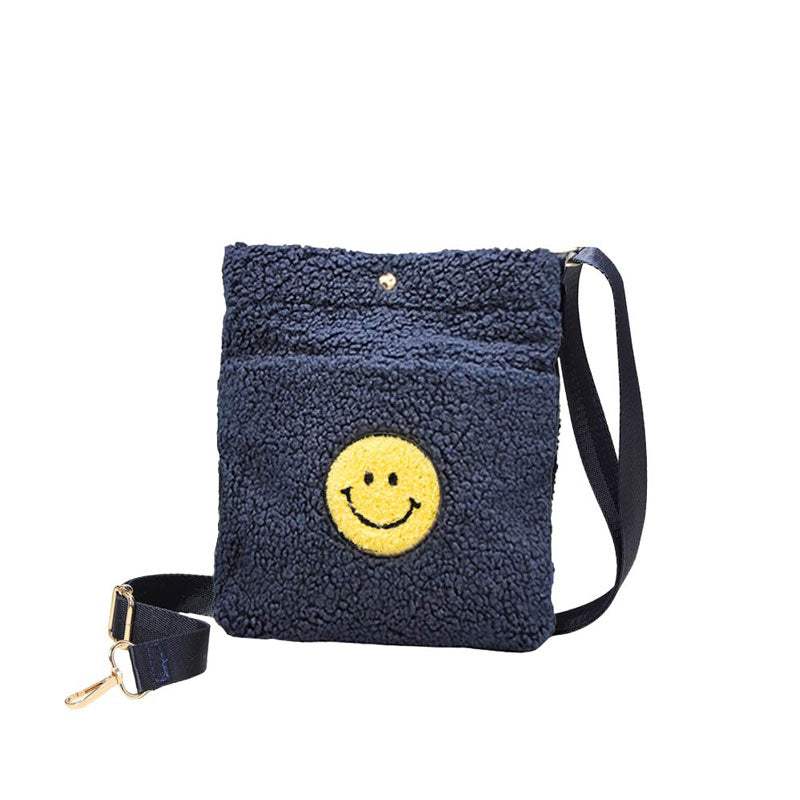 Smile Pointed Sherpa Rectangle Crossbody Bag - Madeline Love - Flyclothing LLC