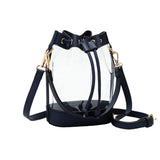 Solid Faux Leather Transparent Bucket Bag - Madeline Love - Flyclothing LLC