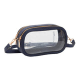 Solid Faux Leather Transparent Rectangle Crossbody Bag - Madeline Love - Flyclothing LLC