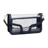 Solid Faux Leather Transparent Rectangle Shoulder Bag - Madeline Love - Flyclothing LLC