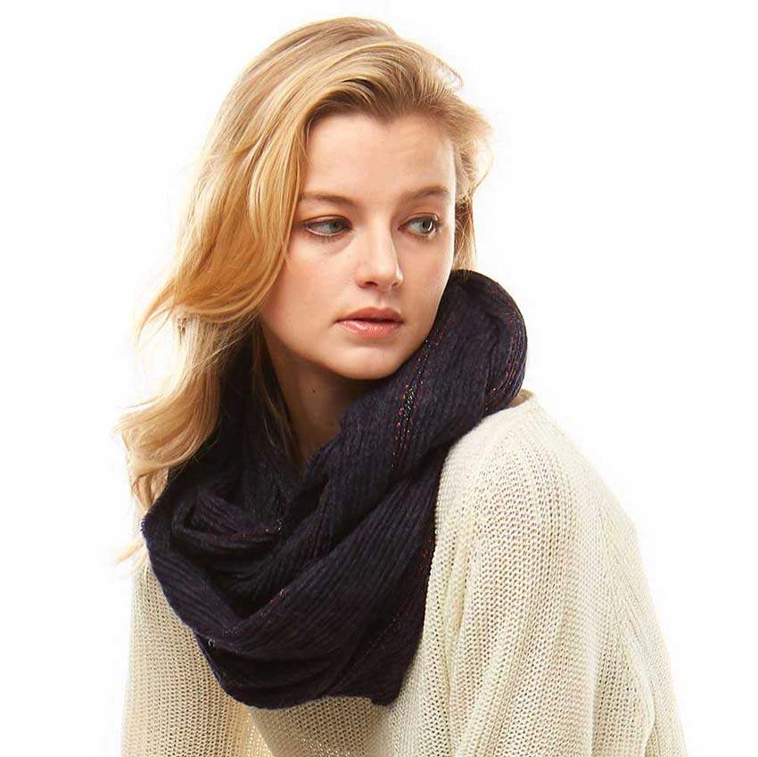 Stripe Textured Boucle Infinity Scarf - Madeline Love - Flyclothing LLC