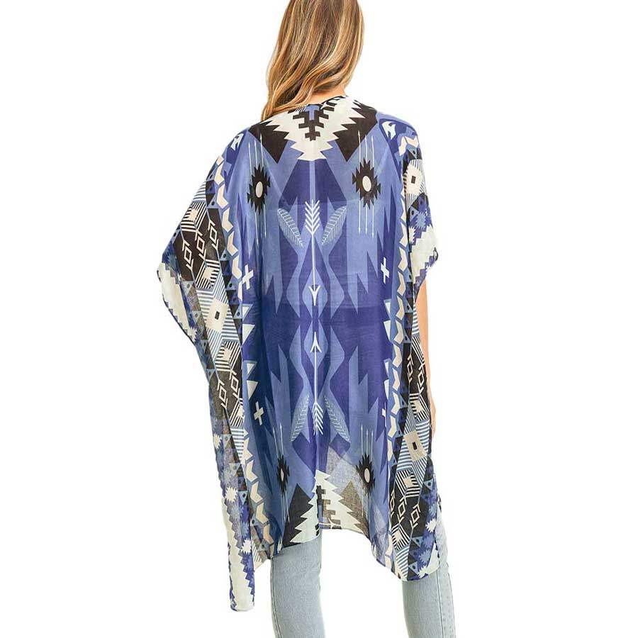Tribal Patterned Cover Up Kimono Poncho - Madeline Love - Flyclothing LLC
