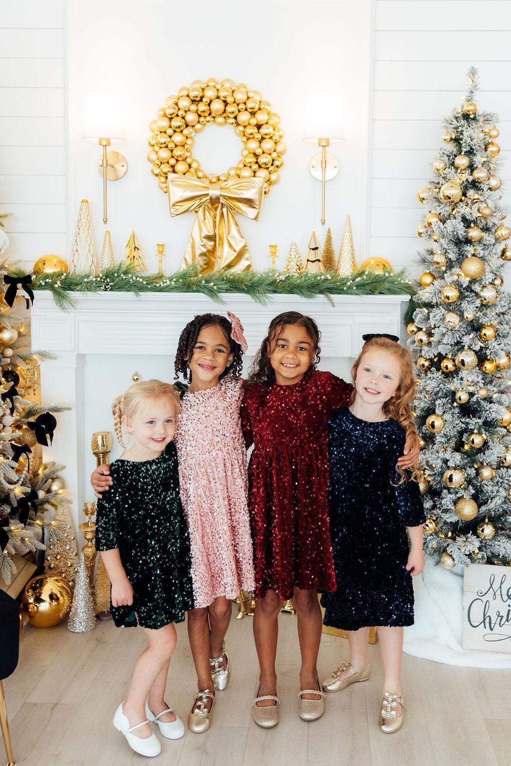 Navy Blue Velvet Sequin Dress - Mila & Rose ® - Flyclothing LLC