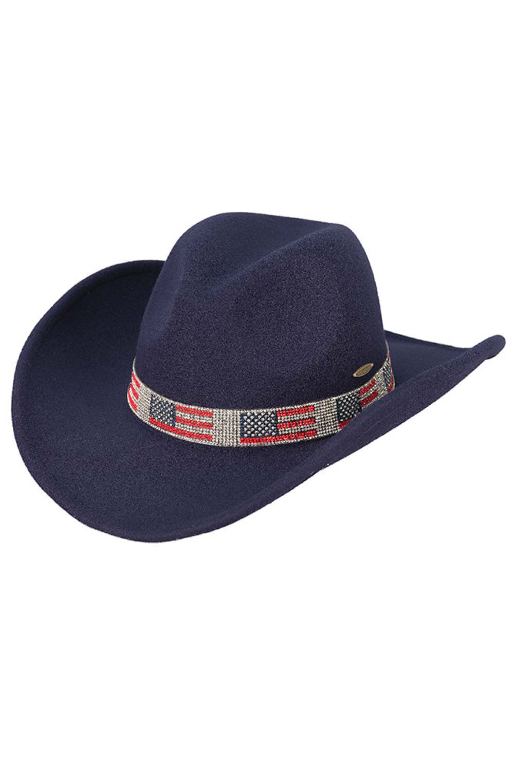 C.C US Flag Rhinestone Trim Band Felt Cowboy Hat - Madeline Love - Flyclothing LLC