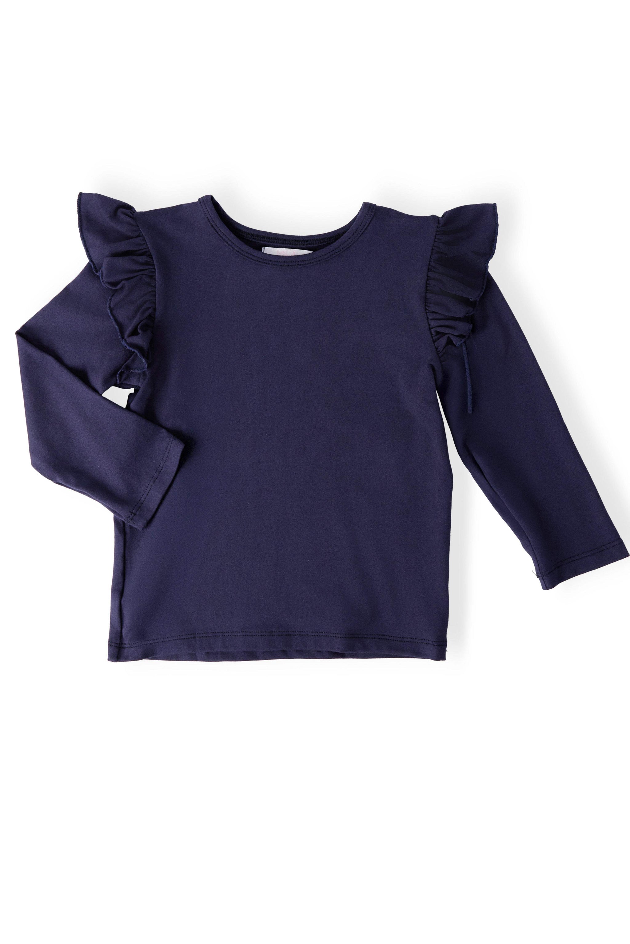 Navy L/S Ruffle Tee - Mila & Rose ® - Flyclothing LLC