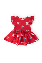 Nebraska Red Herbie Husker Flutter Twirl Bodysuit - Mila & Rose ® - Flyclothing LLC