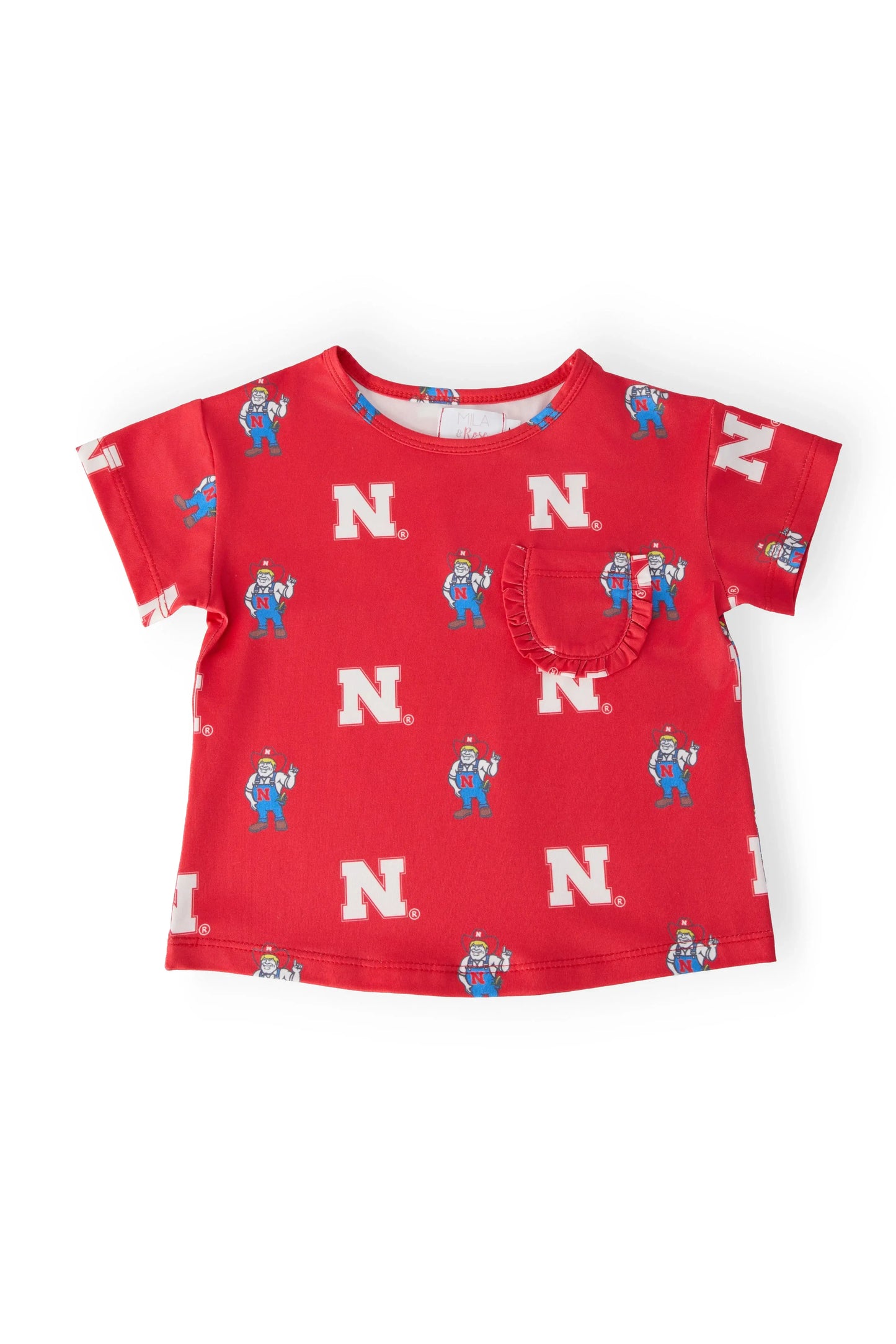 Nebraska Red Herbie Husker Ruffle Pocket Tee - Mila & Rose ® - Flyclothing LLC