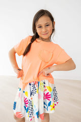 Neon Coral Ruffle Pocket Tee - Mila & Rose ® - Flyclothing LLC